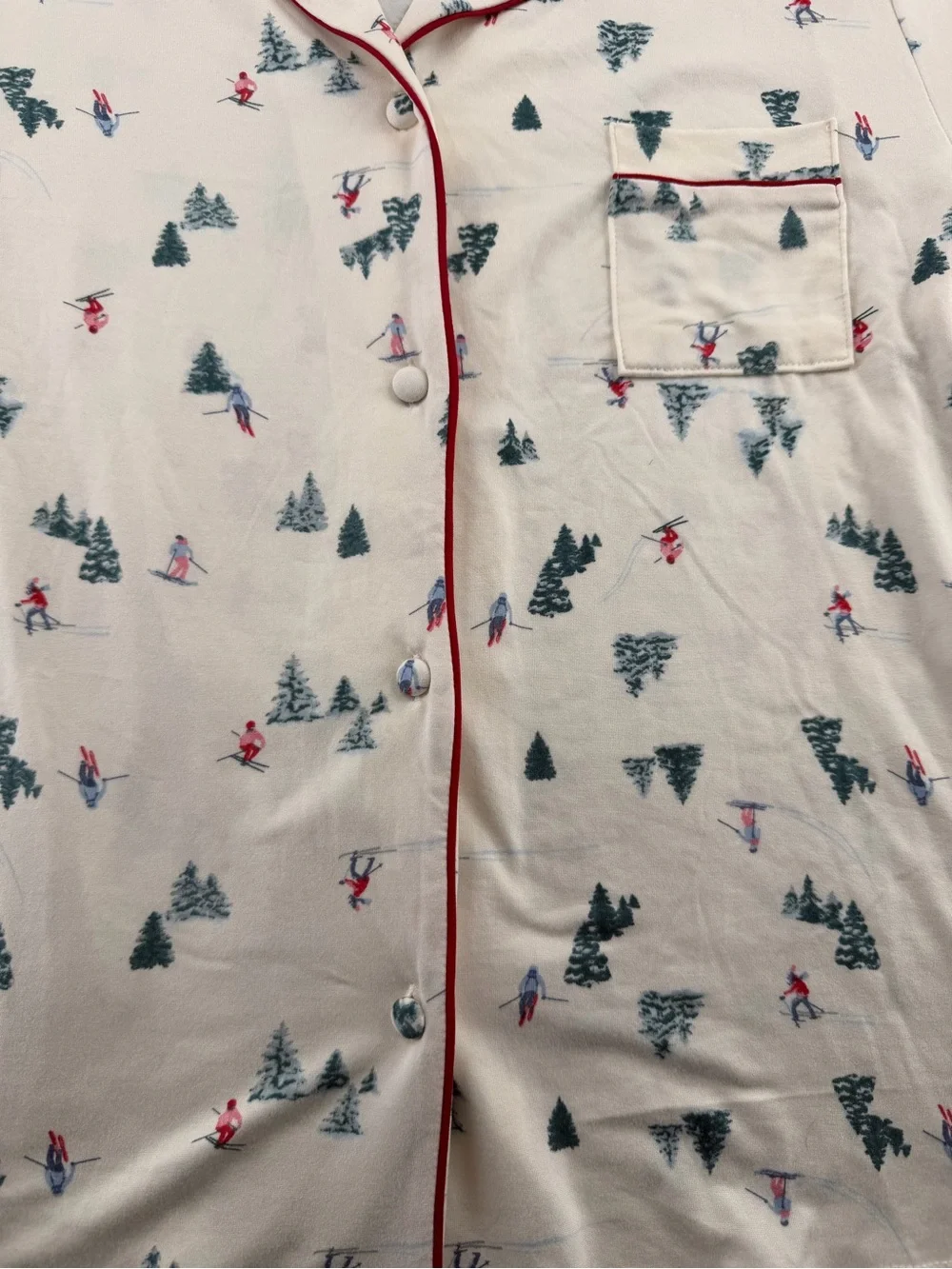 TAHARI Winter Ski Print Pajama Set Long Sleeve Top & Pants Light Weight Size LG
